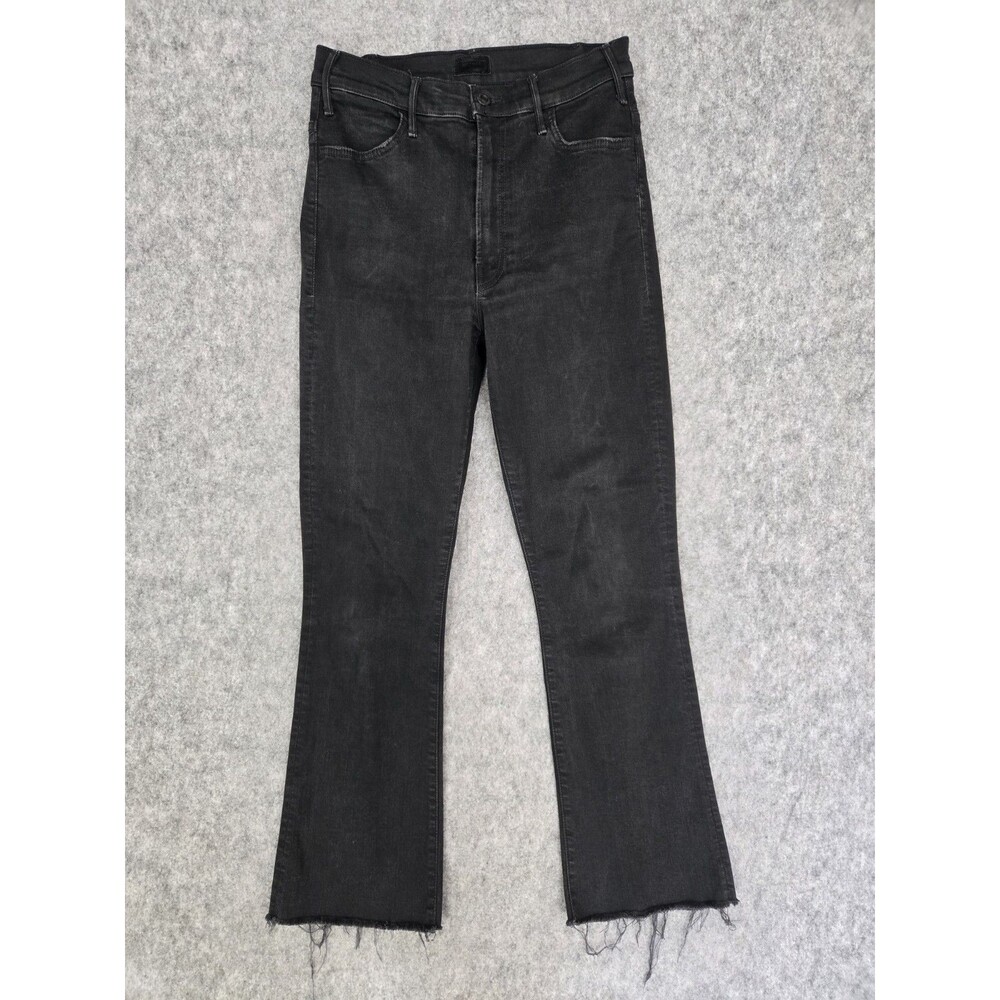 MOTHER The Hustler Ankle Fray Jeans Size 27x27 Not Guilty Black Bootcut Stretch